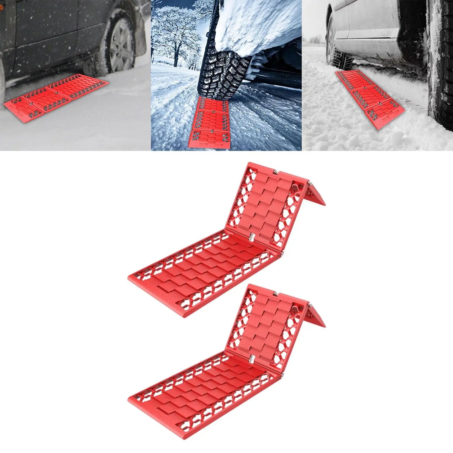 2x Folding Traction Boards Nonslip Plate Wheel Tire Ladder Snow Escape Devices off roading traction track for Truck Sand