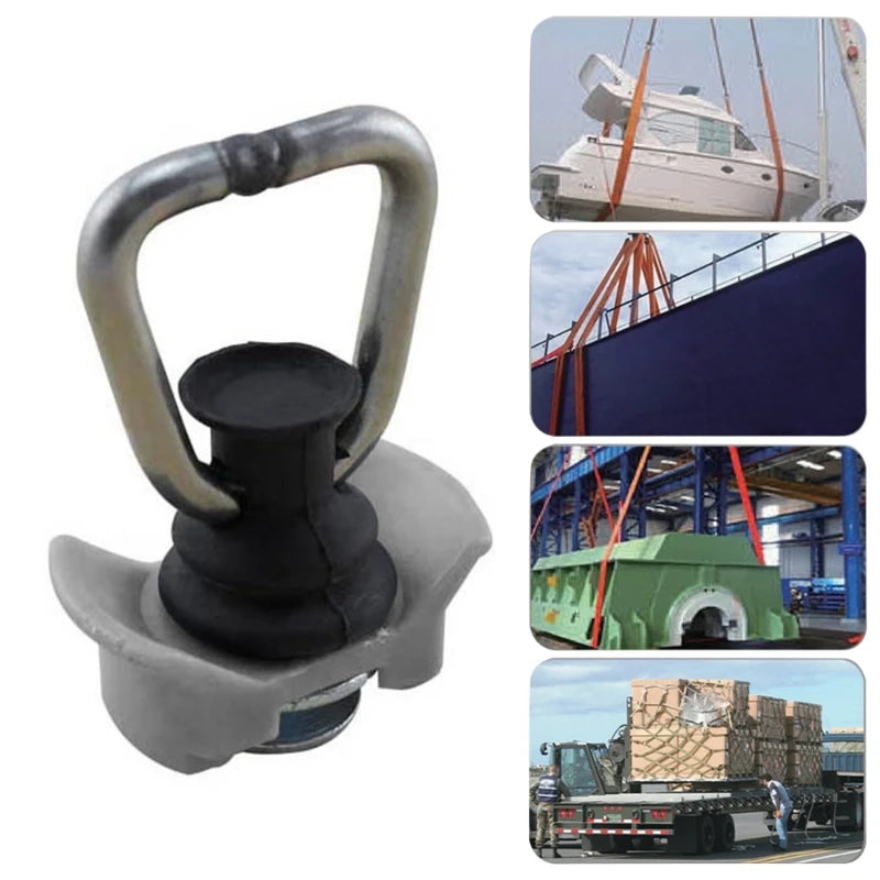 RV Boat Tie Down Anchor Single Stud Fitting L Track 1322LB Capacity with Stainless Steel Round Ring Hanging Hook Cargo Control