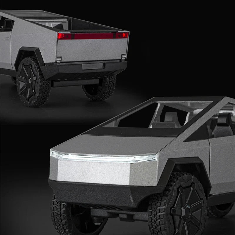 1:24 Teslas Cybertruck Pickup Alloy Car Model Diecasts Metal Toy Off-road Vehicles Truck Model Simulation Sound Light Kids Gifts